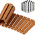 Wooden deck boards with fasteners on a white background