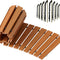 Wooden deck boards with fasteners on a white background