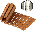 Wooden deck boards with fasteners on a white background