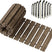 Wooden deck tiles and installation hardware on a white background