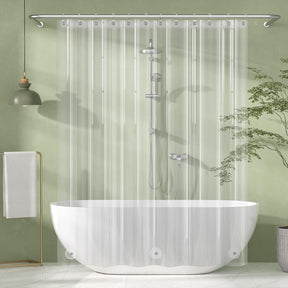 AmazerBath Medium Weight PEVA Shower Curtain Liner, 5G Waterproof & Weighted in Clear, main product image.