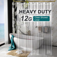 AmazerBath Clear Vinyl Shower Curtain Liner, 12G Heavy Duty & Weighted in 72"W x 96"L, main product image.