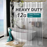 AmazerBath Clear Vinyl Shower Curtain Liner, 12G Heavy Duty & Weighted in 72"W x 96"L, main product image.