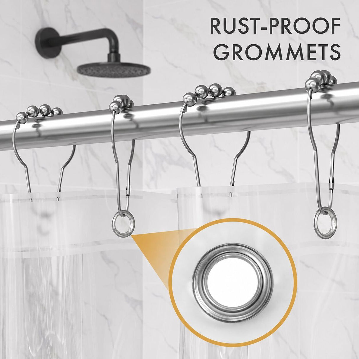 AmazerBath 2-Pack Lightweight PEVA Shower Curtain Liners, 3G Waterproof in Clear, 72"W x 72"L, product detail and key features.