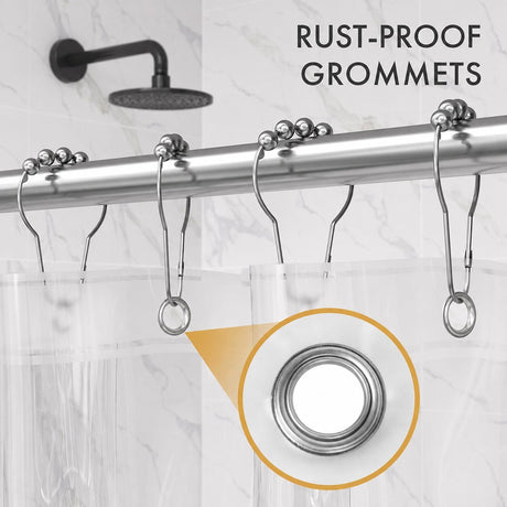AmazerBath 2-Pack Lightweight PEVA Shower Curtain Liners, 3G Waterproof in Clear, 72"W x 72"L, product detail and key features.
