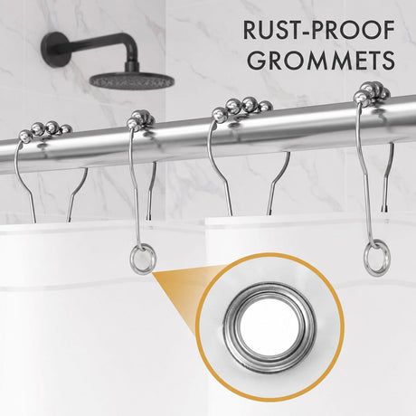 AmazerBath 2-Pack Lightweight PEVA Shower Curtain Liners, 3G Waterproof in White, 72"W x 72"L, product detail and key features.