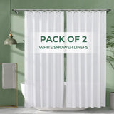 AmazerBath 2-Pack Lightweight PEVA Shower Curtain Liners, 3G Waterproof in White, main product image.