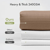 AmazerBath taupe 240 GSM waffle shower curtain product image.