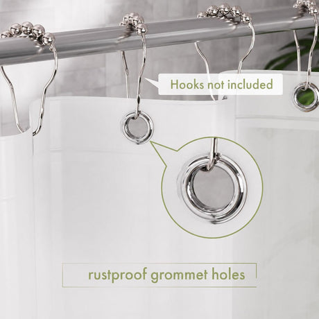 AmazerBath 3G lightweight PEVA shower curtain liner in Frosted with rustproof grommet holes for secure, easy hanging.