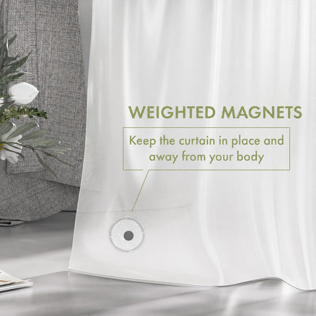 AmazerBath 3G lightweight PEVA shower curtain liner in Frosted with weighted magnets to help keep the liner in place.