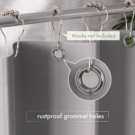 AmazerBath 3G lightweight PEVA shower curtain liner in Grey with rustproof grommet holes for secure, easy hanging.