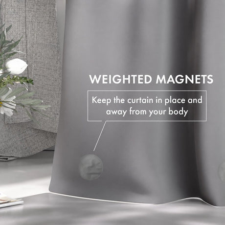 AmazerBath 3G lightweight PEVA shower curtain liner in Grey with weighted magnets to help keep the liner in place.