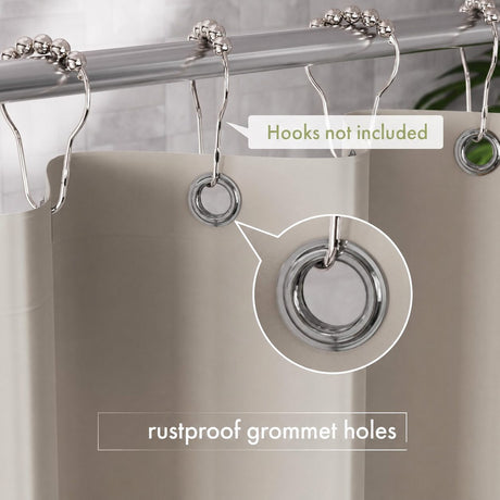 AmazerBath 3G lightweight PEVA shower curtain liner in Khaki with rustproof grommet holes for secure, easy hanging.