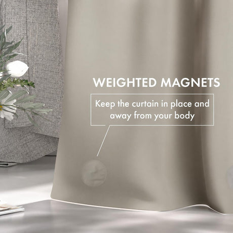 AmazerBath 3G lightweight PEVA shower curtain liner in Khaki with weighted magnets to help keep the liner in place.