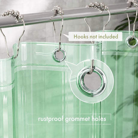 AmazerBath 3G lightweight PEVA shower curtain liner in Mint Green with rustproof grommet holes for secure, easy hanging.