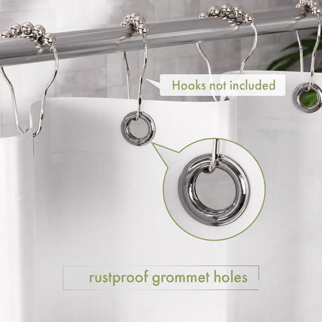 AmazerBath 3G lightweight PEVA shower curtain liner in White with rustproof grommet holes for secure, easy hanging.