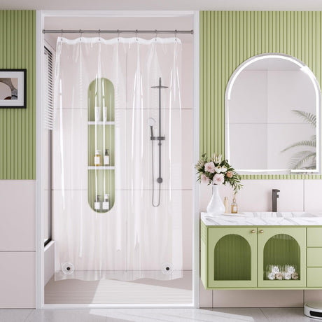 AmazerBath Lightweight PEVA Shower Curtain Liner, 3G Waterproof & Weighted in Clear, main product image.