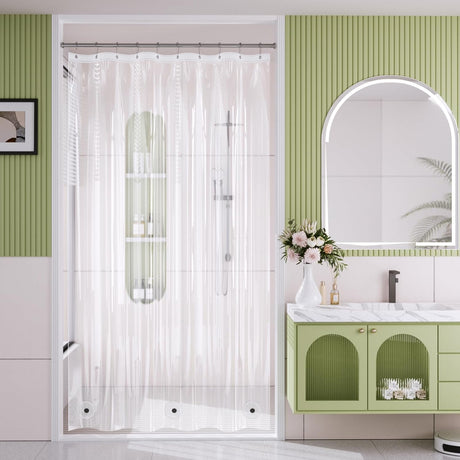 AmazerBath Lightweight PEVA Shower Curtain Liner, 3G Waterproof & Weighted in Clear, main product image.