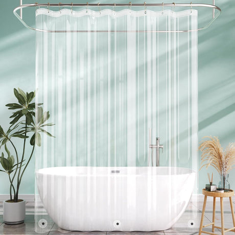 AmazerBath Lightweight PEVA Shower Curtain Liner, 3G Waterproof & Weighted in Clear, main product image.