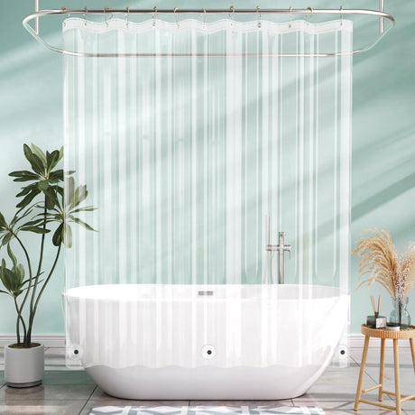 AmazerBath Lightweight PEVA Shower Curtain Liner, 3G Waterproof & Weighted in Clear, main product image.