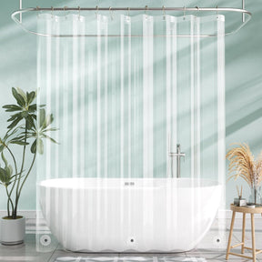 AmazerBath Lightweight PEVA Shower Curtain Liner, 3G Waterproof & Weighted in Clear, main product image.