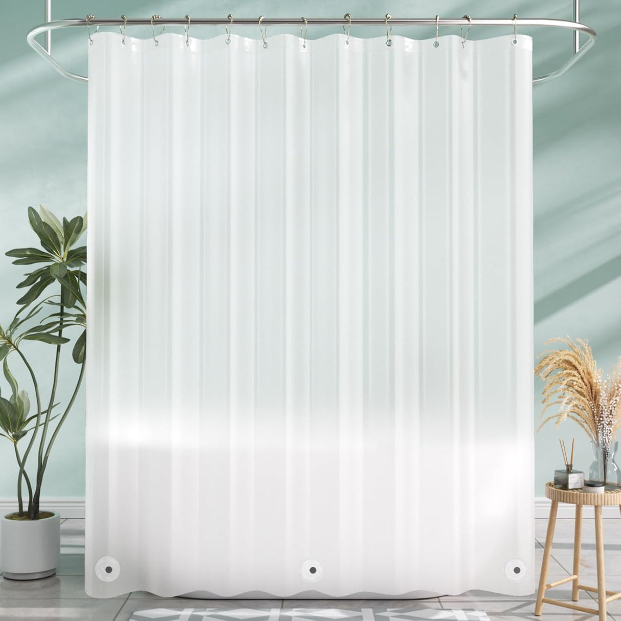 AmazerBath Lightweight PEVA Shower Curtain Liner, 3G Waterproof & Weighted in Frosted, main product image.