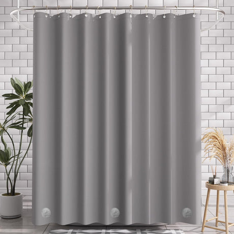 AmazerBath Lightweight PEVA Shower Curtain Liner, 3G Waterproof & Weighted in Grey, main product image.