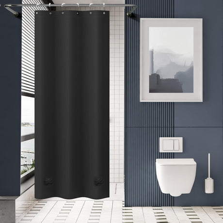 AmazerBath Heavy Duty PEVA Shower Curtain Liner, 8G Waterproof & Weighted in Black, main product image.