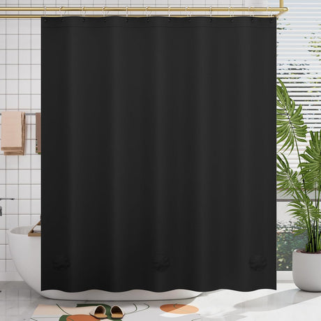 AmazerBath Heavy Duty PEVA Shower Curtain Liner, 8G Waterproof & Weighted in Black, main product image.