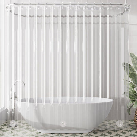 AmazerBath Heavy Duty PEVA Shower Curtain Liner, 8G Waterproof & Weighted in Clear, main product image.