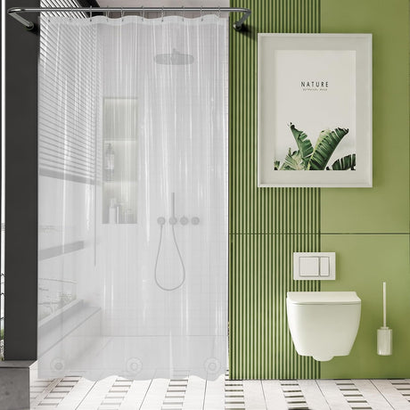 AmazerBath Heavy Duty PEVA Shower Curtain Liner, 8G Waterproof & Weighted in Clear, main product image.