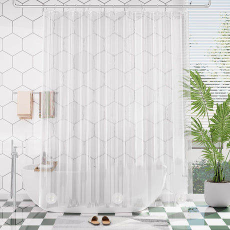 AmazerBath Heavy Duty PEVA Shower Curtain Liner, 8G Waterproof & Weighted in Clear, main product image.