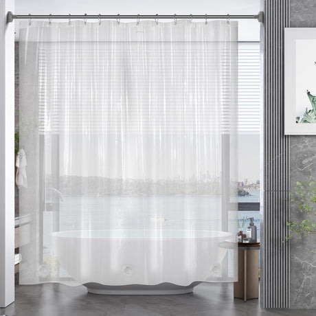AmazerBath Heavy Duty PEVA Shower Curtain Liner, 8G Waterproof & Weighted in Clear, main product image.