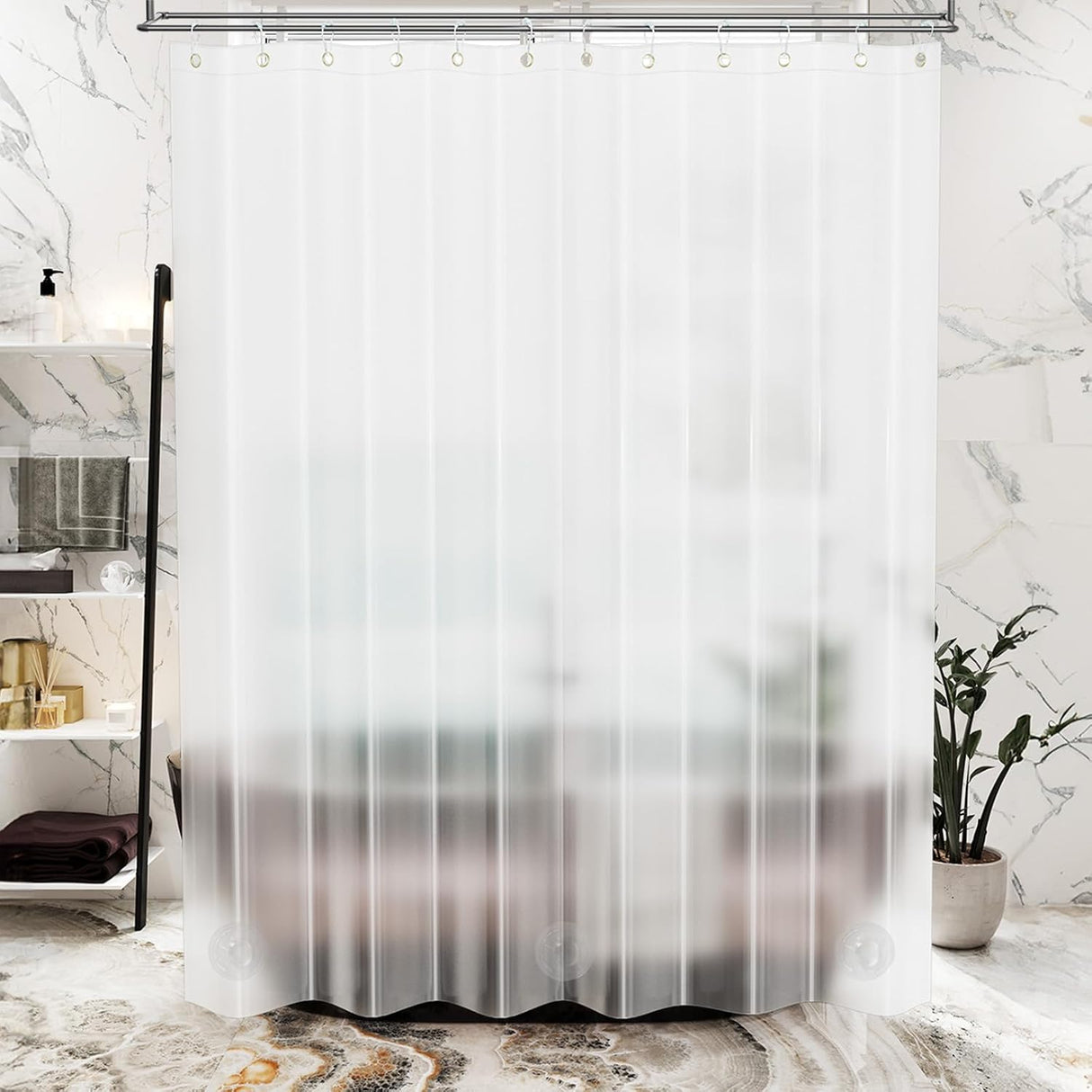 AmazerBath Heavy Duty PEVA Shower Curtain Liner, 8G Waterproof & Weighted in Frosted, main product image.