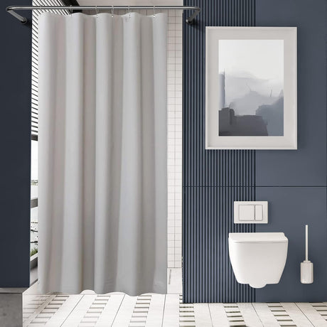 AmazerBath Heavy Duty PEVA Shower Curtain Liner, 8G Waterproof & Weighted in Grey, main product image.