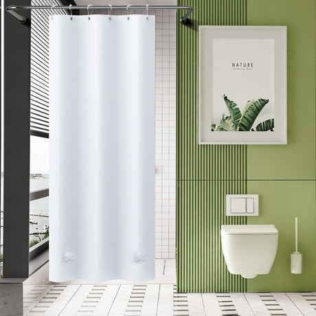 AmazerBath Heavy Duty PEVA Shower Curtain Liner, 8G Waterproof & Weighted in White, main product image.
