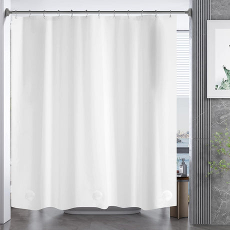 AmazerBath Heavy Duty PEVA Shower Curtain Liner, 8G Waterproof & Weighted in White, main product image.