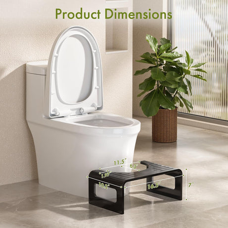 AmazerBath Black acrylic toilet stool, product gallery image showing design details and features.