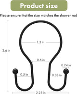 AmazerBath Anti-Drop Double Shower Curtain Hooks, Set of 12 in Black, Bead End, product detail and key features.