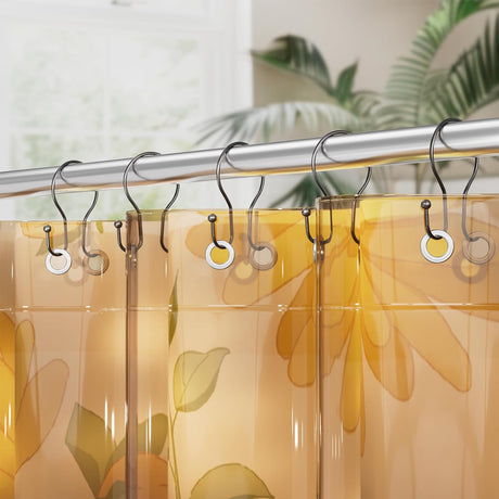 AmazerBath Anti-Drop Double Shower Curtain Hooks, Set of 12 in Bronze, Bead End, product detail and key features.