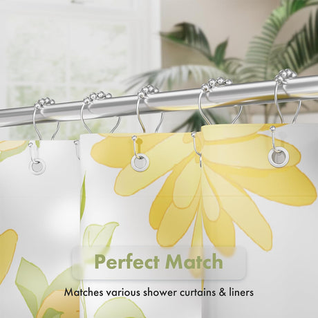 AmazerBath Anti-Drop Double Shower Curtain Hooks with Rollers, Set of 12 in Chrome, product detail and key features.