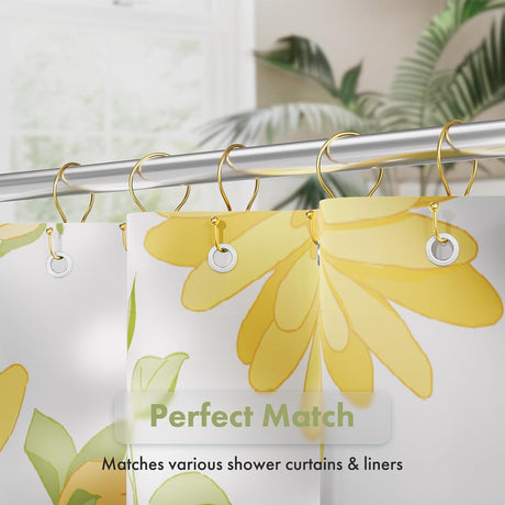 AmazerBath Anti-Drop Double Shower Curtain Hooks, Set of 12 in Dark Gold, Bead End, product detail and key features.