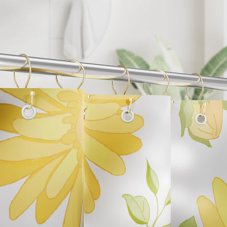 AmazerBath Anti-Drop Double Shower Curtain Hooks, Set of 12 in Gold with Cap End, product detail image 5.