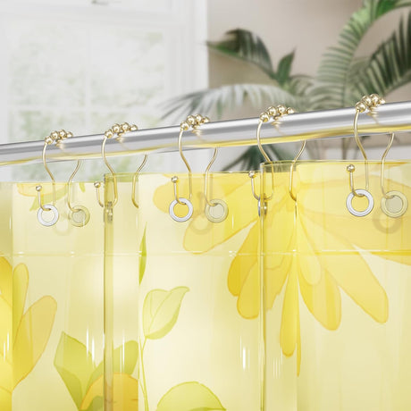 AmazerBath Anti-Drop Double Shower Curtain Hooks with Rollers, Set of 12 in Gold, product detail and key features.