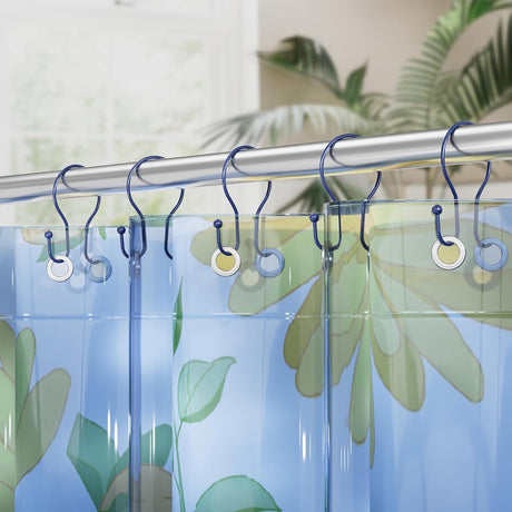 AmazerBath Anti-Drop Double Shower Curtain Hooks, Set of 12 in Navy Blue, Bead End, product detail and key features.
