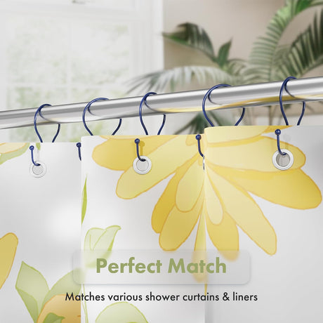 AmazerBath Anti-Drop Double Shower Curtain Hooks, Set of 12 in Navy Blue, Bead End, product detail and key features.