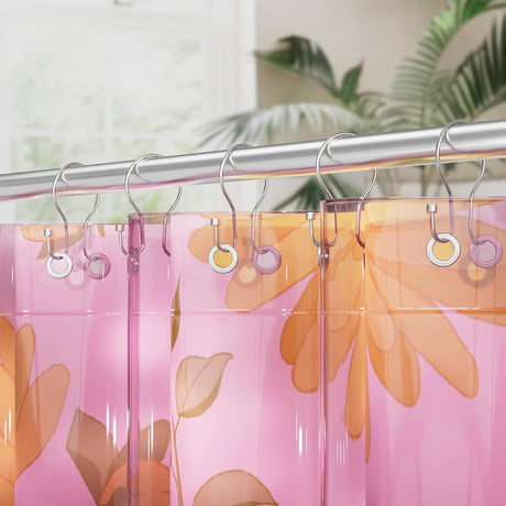AmazerBath Anti-Drop Double Shower Curtain Hooks, Set of 12 in Nickel with Cap End, product detail image 5.