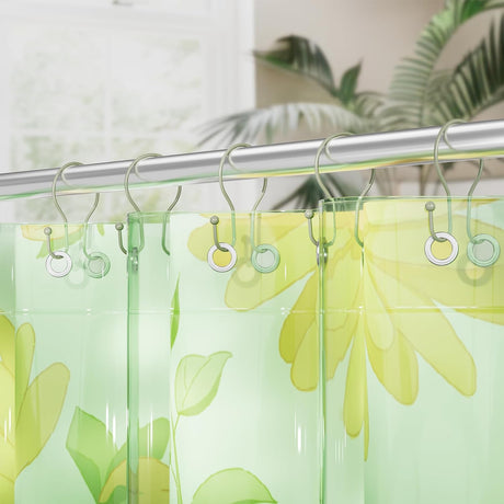 AmazerBath Anti-Drop Double Shower Curtain Hooks, Set of 12 in Sage Green, Bead End, product detail and key features.