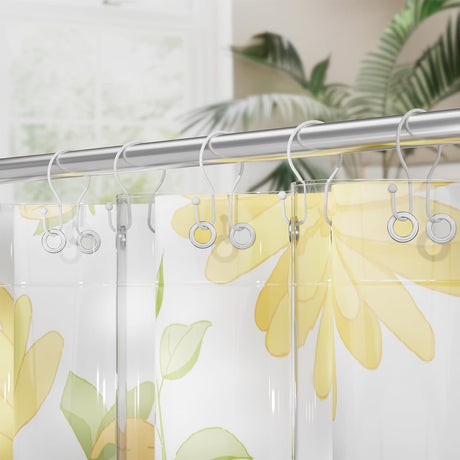 AmazerBath Anti-Drop Double Shower Curtain Hooks, Set of 12 in White, Bead End, product detail and key features.