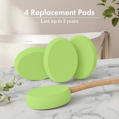 AmazerBath lime back lotion applicator with four replaceable textured EVA pads.